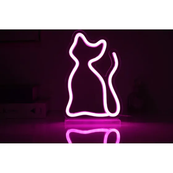iTotal LED Skilt - Kat med varmt pink skær