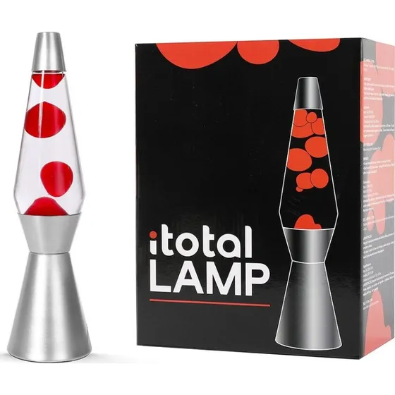 iTotal Lava Lampe Rød 36 cm Sølv Base