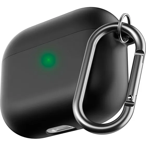 KeyBudz HyBridShell Series AirPods 3 Hård Hylster med Karabinhage, Sort