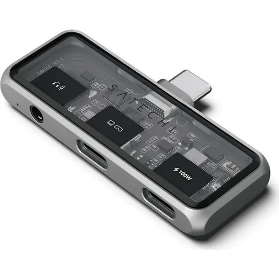 Satechi XR Dockingstation med 2x USB-C, SD-kort og 3,5 mm jack – Grå
