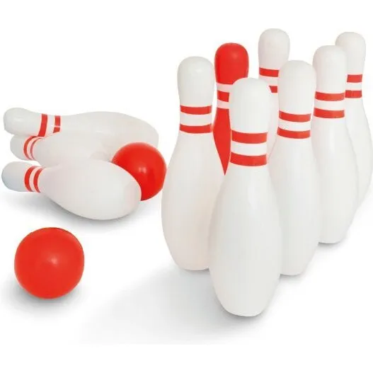 BS (Buiten Speel) Bowling i træ – 10 kegler 18 cm, 2 bolde
