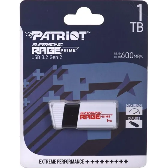 Patriot Rage Prime USB-stik 1 TB, 600 MB/s, USB 3.2 Gen 2, hvid/sort