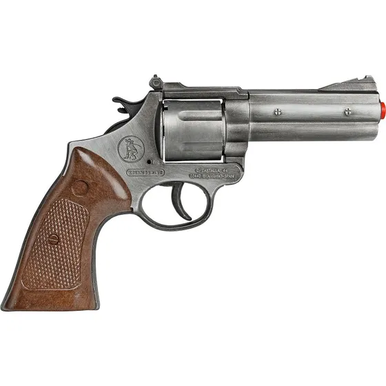 Gonher Gold Magnum Politirevolver i Metal – 12 Skud – Sort/Brun (3+år)