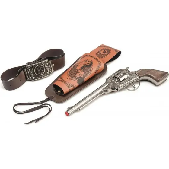 Gonher Cowboysæt voksen med 8-skuds revolver, hylster og bælte