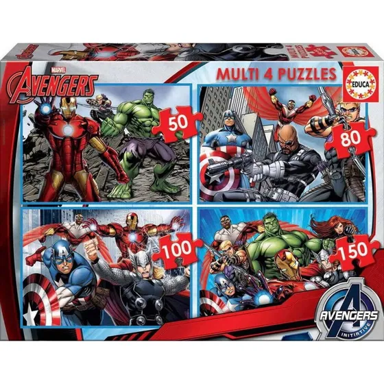 Educa Avengers 4 i 1 Puslespil 50-80-100-150 Brikker