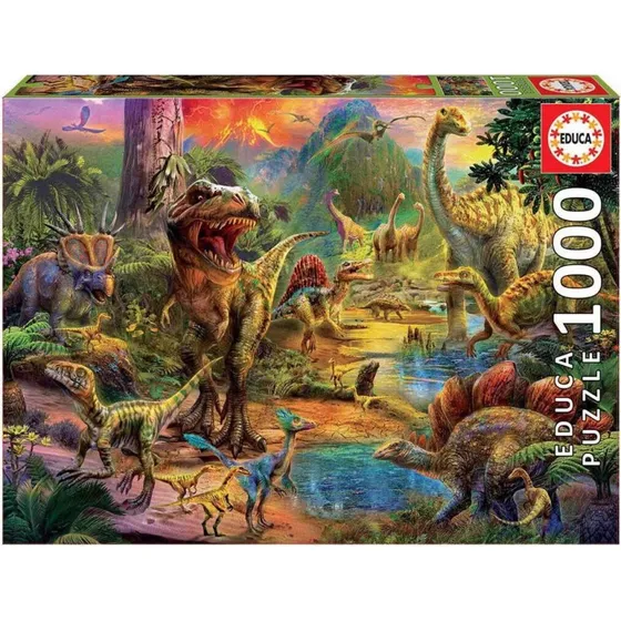 Educa Puslespil 1000 Brikker – En Verden Af Dinosaurer