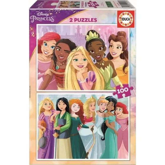 Educa Disney Princess 2x100 Brikker Træpuslespil, 5+ år