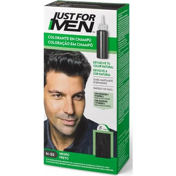 Just For Men Naturlig Sort Farve Shampoo 30 ml
