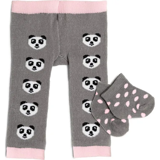 Skrållan Doll Tights & Socks Set – Grå med røde detaljer