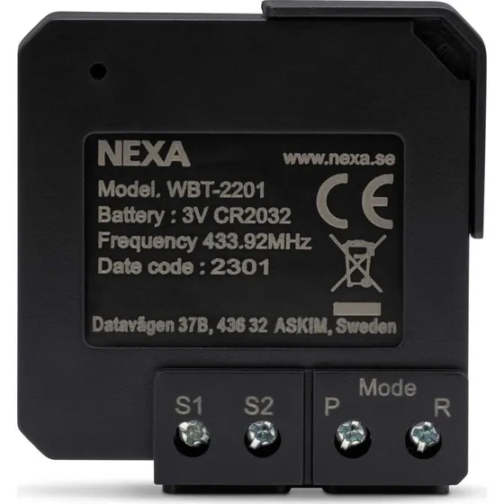 Nexa WBT-2201 Batteridrevet Indbygningssender 2-Kanal