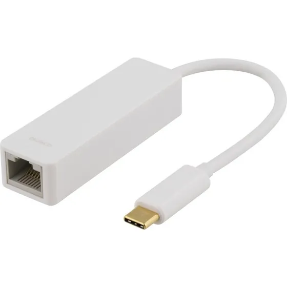 Deltaco USB 3.1 Netværksadapter, 1xRJ45, USB-C, Hvid