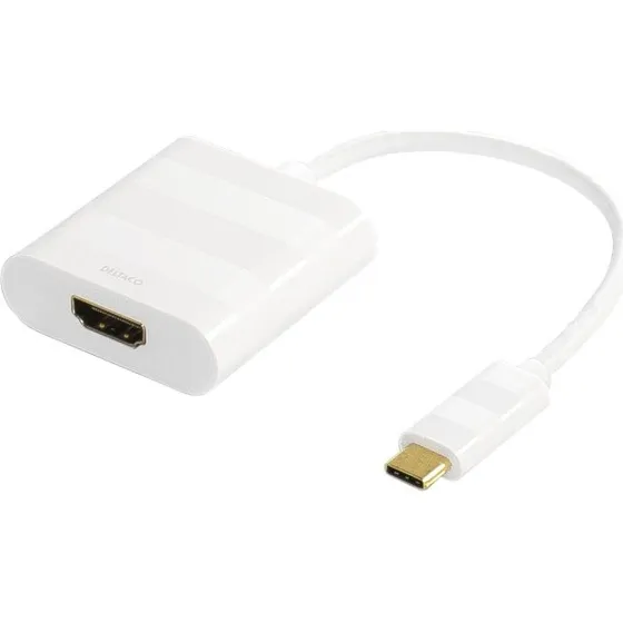 DELTACO USB-C til HDMI adapter, hvid, 4K