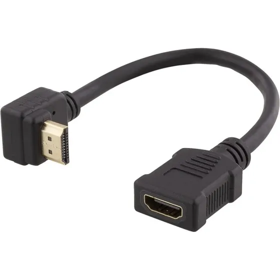 DELTACO Flexible HDMI Adapter 0,2m op-vinklet, sort