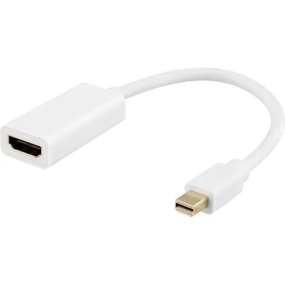 Deltaco Mini DisplayPort til HDMI Adapter 4K, 0,2 m, hvid