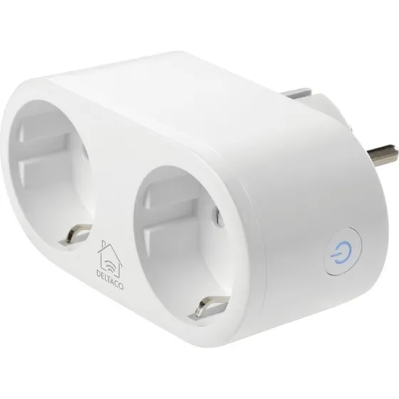 Deltaco Smart WiFi Dobbelt Stikudtag 13A/2400W med Energimåler