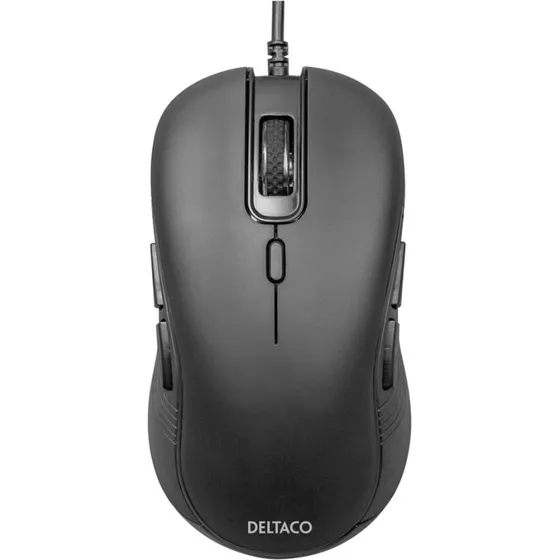 Deltaco MS-810 Silent Ambidextrous Mus, Sort, 6 Knapper