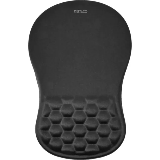 Deltaco Ergonomisk Musemåtte med Memory Foam & Gel Håndledsstøtte - Sort