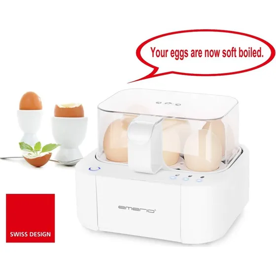 Emerio Den Talende Æggekedel, 6 Æg, Hvid, 400W