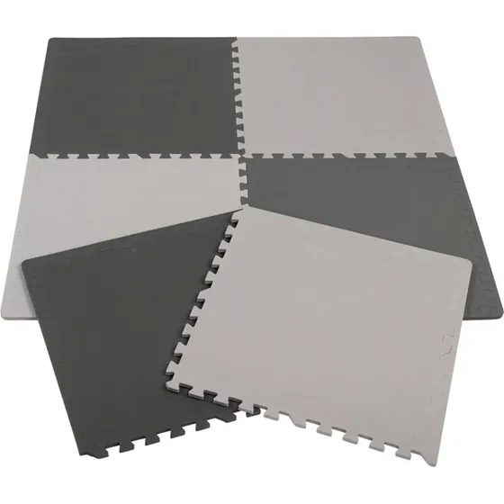 BabyTrold Gulvpuslespil - Dark Grey/Light Grey, 6 brikker