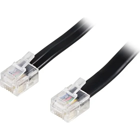 DELTACO modulkabel 6P6C RJ12 til RJ12, 5m, sort