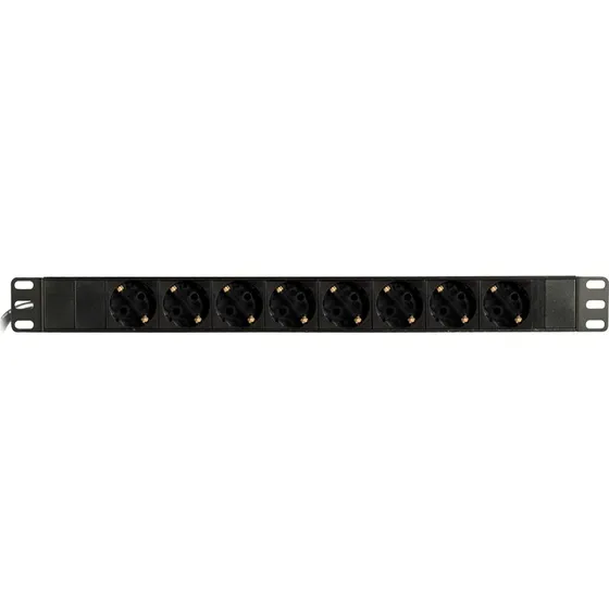 Deltaco Strømskinne 8xCEE 7/4 + 1xCEE 7/7, 2m, sort, 19" 1U