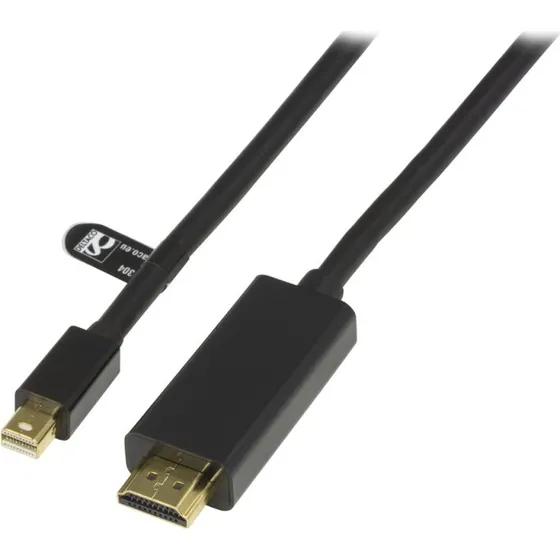 Deltaco mini DisplayPort til HDMI-kabel med lyd, 1m, sort