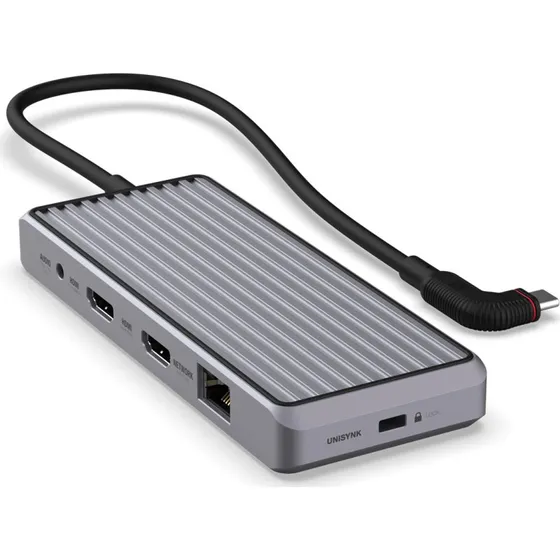 Unisynk 10352 USB-C Dockingstation, 2x HDMI, 2x USB-A, Grå
