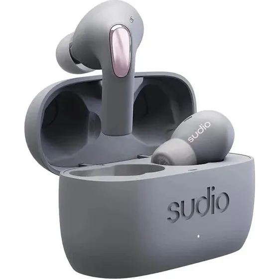 Sudio E2 Earbuds, Grå, Hybrid ANC, Bluetooth 5.2