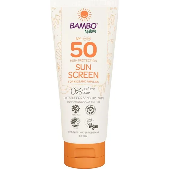 Bambo Nature Sollotion SPF 50 100 ml – uden parfume og farve