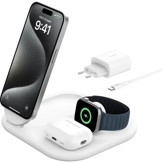 Belkin BOOST Charge 3 i 1 Trådløs Oplader 15W Hvid