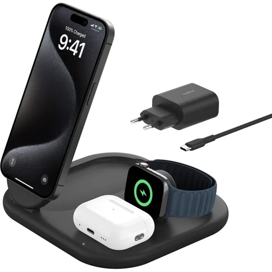 Belkin BOOST Charge 3 i 1 Trådløs Oplader 15W Sort