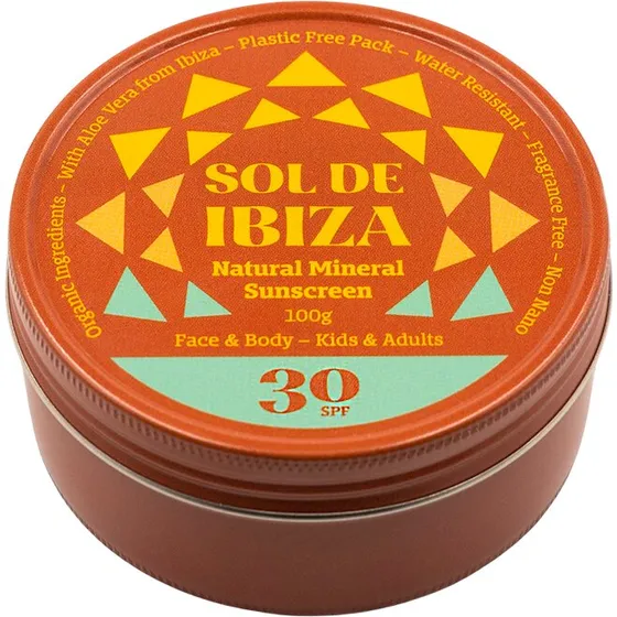 Sol de Ibiza Solcreme SPF30 100 g – mineralsk, plastikfri
