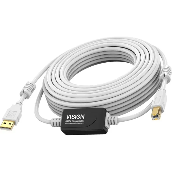 Vision Techconnect USB-kabel 15m Hvid