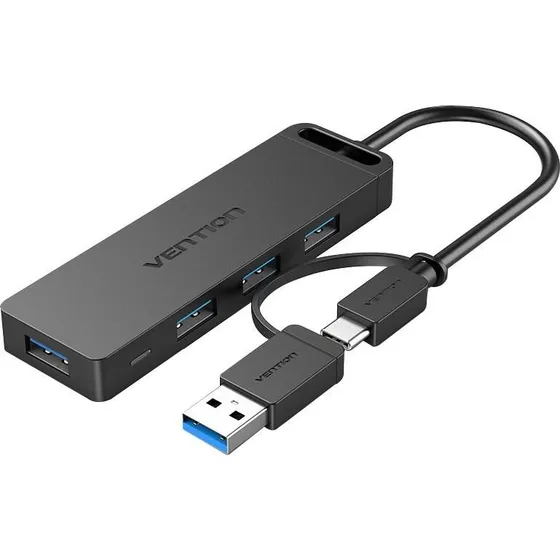 Vention USB 3.0 4-porte USB-C/USB-A hub med strøm, sort