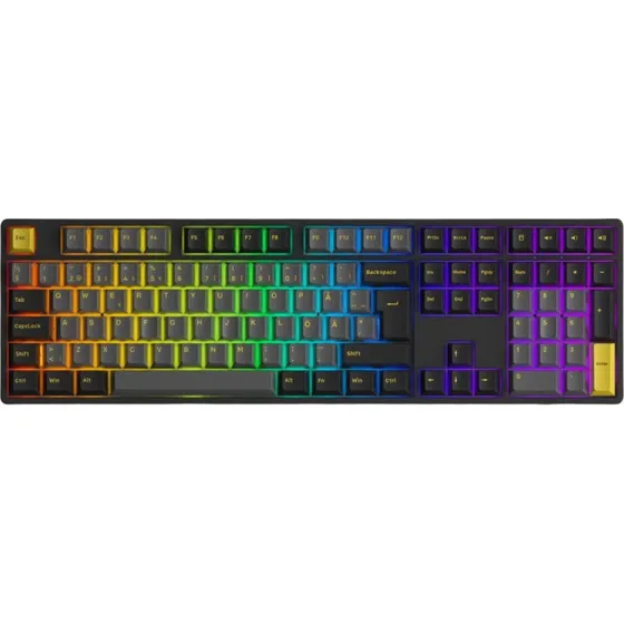 Akkogear 5108B Trådløst Mekanisk Gaming Tastatur, RGB, V3 Yellow Pro Switch, Sort/Guld