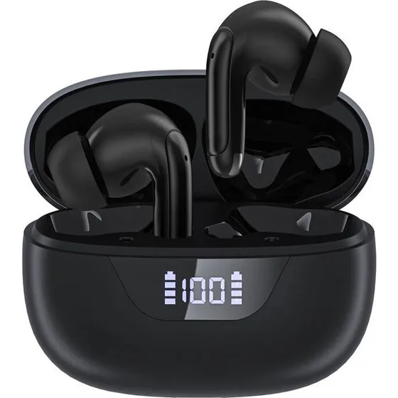 KIWI design BH-T60 ANC Earbuds, 6 Timer, USB-C, Sort