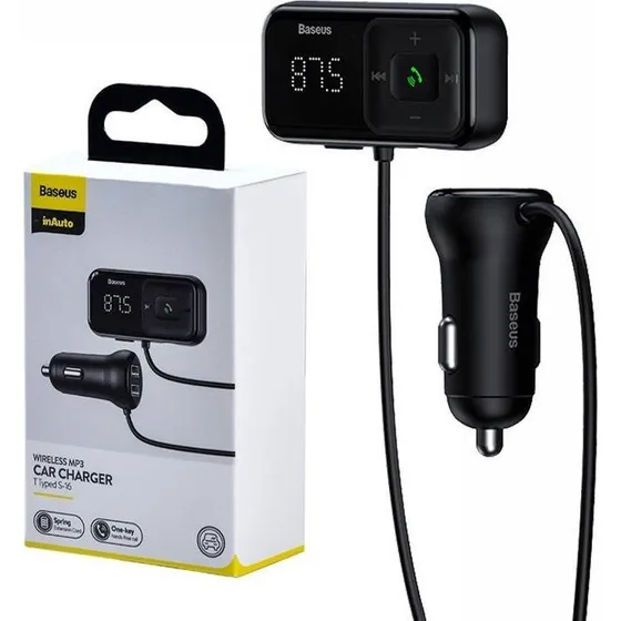 Baseus S-16 Bluetooth FM-Transmitter, Sort
