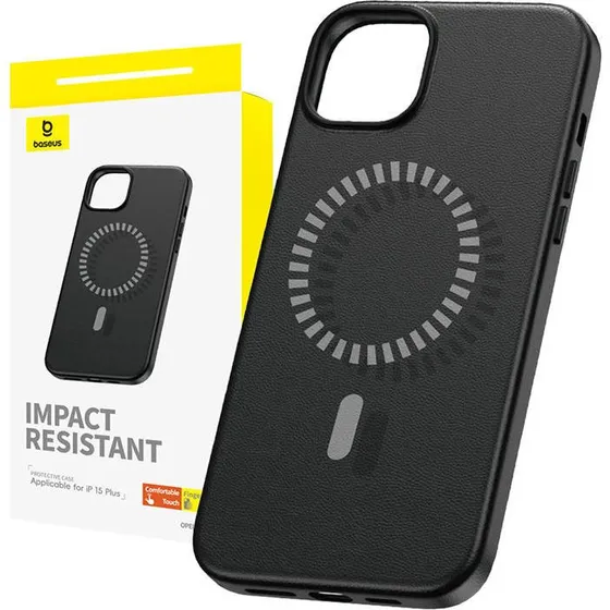 Baseus Fauxther Magnetisk Cover til iPhone 15 Plus, Sort