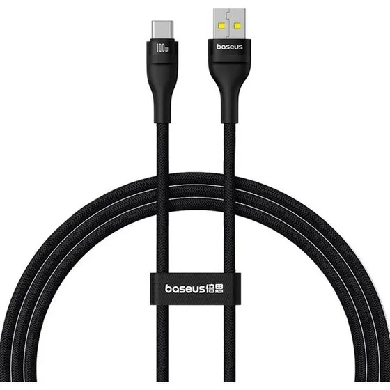 Baseus Flash 2 100W USB-A/C kabel, 1 m, sort