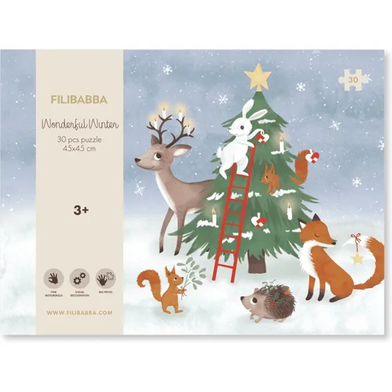 FILIBABBA Forest Friends Puslespil 30 brikker 45x45 cm (Winter)