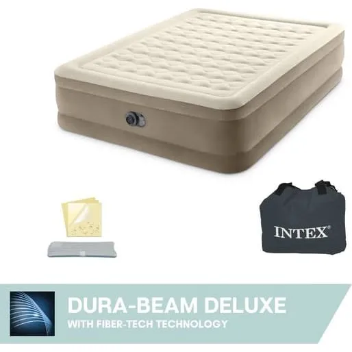 Intex Ultra Plush 2-Person Luftmadras Beige med Motorpumpe
