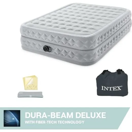 Intex Supreme Air-Flow Luftmadras 2-personer 152x203x51 cm Grå med pumpe