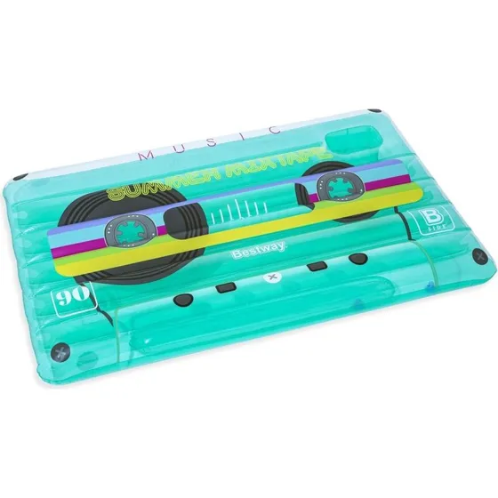 Bestway Retro Beats Pool Float - Kassettebassin i retrostil, 216 x 117 cm, 90 kg