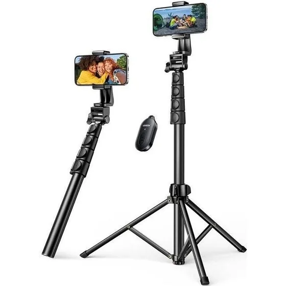 Ugreen LP680 Selfie-stang 1,8 m med Bluetooth-fjernbetjening, sort