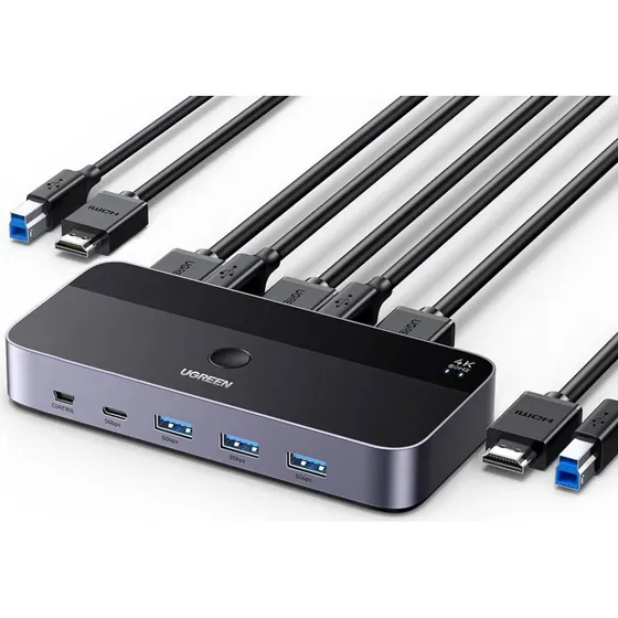 UGREEN HDMI KVM Switch 2-in-1 4K@60Hz med 3x USB-A, 2x USB-C, 2x HDMI