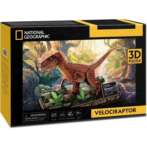CubicFun Jurassica 3D Puslespil – Velociraptor, 63 Brikker