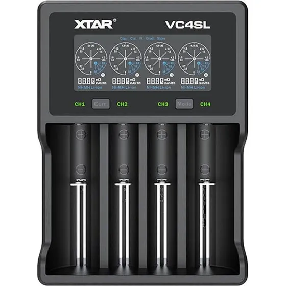 XTAR VC4SL Batterioplader, 4-slot til Li-ion, NiMH & NiCd