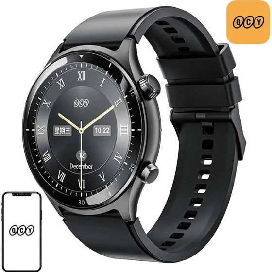 QCY S7 Smartwatch, Sort, 1,43" AMOLED