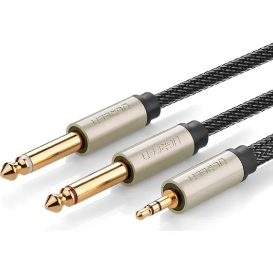 Ugreen 10613 3.5mm til 2x 6.3mm Kabel, Sort, 1 m