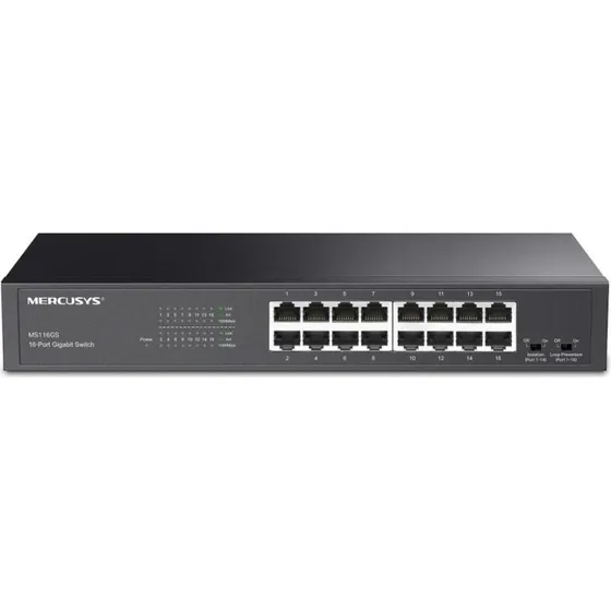 Mercusys MS116GS 16-port Gigabit Switch, sort
